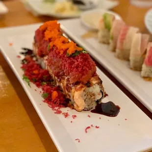 Flaming Salmon Baked Roll