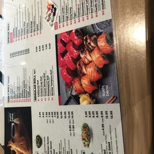 the menu of the restaurant