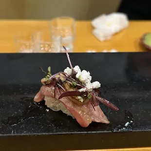 Toro topped with foie gra
