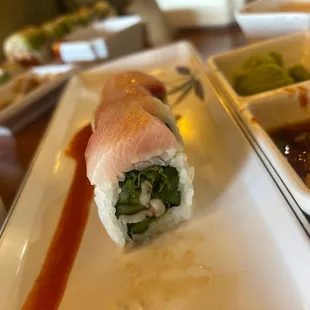 Baja Yellowtail Roll.  I'm a yellowtail lover and honestly the flavors in this roll are amazing