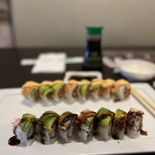 T54. Dragon Special Roll &amp; T62. Salmon Lover Special Roll
