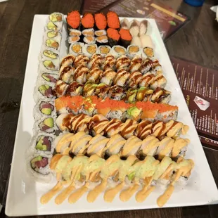 a variety of sushi on a plate