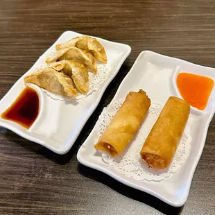 Gyoza and spring rolls