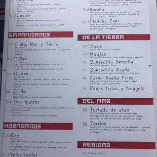 menu
