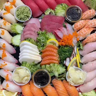 sashimi, sushi, sushi and sashimi, food