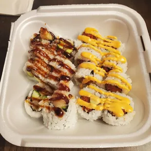Shrimp tempura &amp; spicy tuna