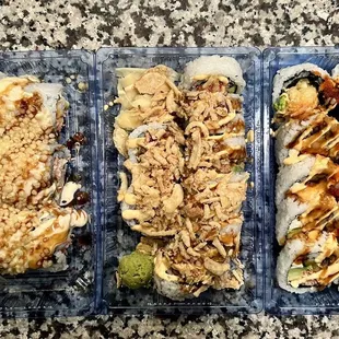 Firecracker Shrimp Roll, The Crunchy Roll, Dynamite Roll