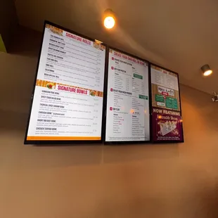 menus on the wall