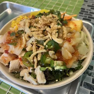 Chicken with sweet chili sauce.