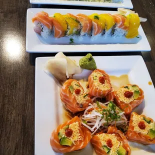 Crunch Roll (top). Hawaiian Roll (middle). Yummy Roll (bottom).