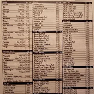 Hello, I am the manager of Sushi Bros. These are the latest versions of our menus. They are all UP TO DATE.