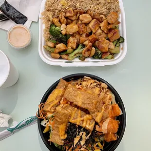 Chicken Hibachi and Tofu Poke Bowl