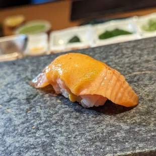 Salmon w/Uni Butter - @sushitraveler