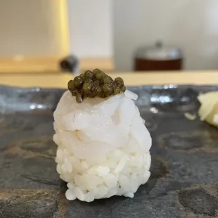 a close up of a sushi