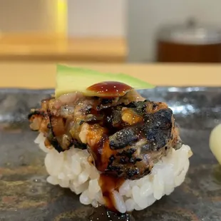 a close up of a sushi