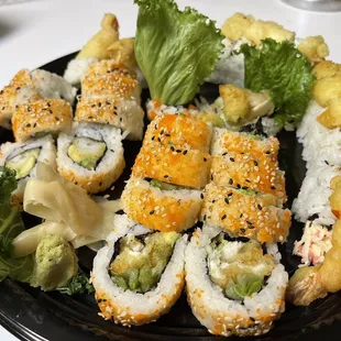 a plate of sushi