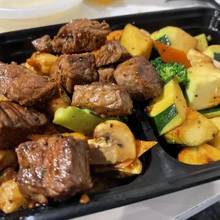 Beef, shrimp, and chicken with veggies (part of the Hibachi For 2)