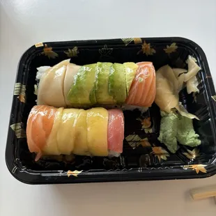 Rainbow roll marked for 12.95 but it&apos;s going to be rang up for 15 bucks.
