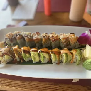 a plate of sushi on a table