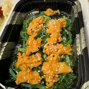 Spicy salmon seaweed salad