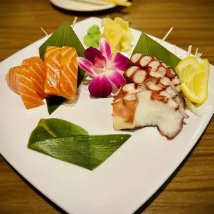 Salmon and octopus sashimi