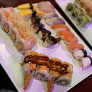 sashimi, sushi, sushi and sashimi, food