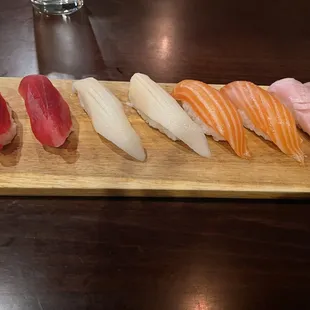 Tuna, white fish, salmon
