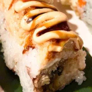 Legend roll with a soy wrap and cream cheese. Yum!!! :)