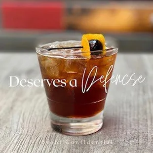 Our new cocktails look even better than they look. Introducing Deserves a Defense. Tastes like a balanced twist on a black Manhattan.