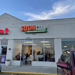 Sushi Coup's storefront - a true sight for sore eyes!