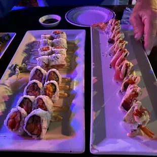 Spicy tuna, yellowtail and red dragon rolls