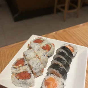 Spicy Tuna Cut Roll, Salmon Cut Roll