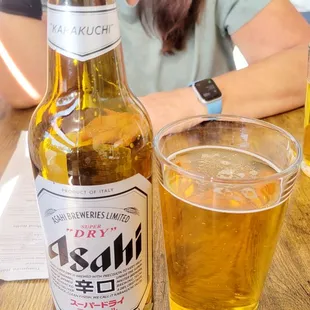 Dry Asahi Beer 21floz Bottle $8.95 (10/28/22). #SushiDake #Burbank #JapaneseFood #Sushi #DrinkPorn