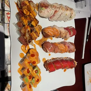 TL: monster BL: spicy tiger Right top to bottom: damu, ex-gf, ex-bf, ally cat (everything but damu is riceless)