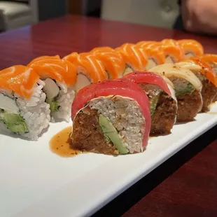 Philadelphia Roll &amp; Ex Girlfriend Roll but their Rainbow Roll is wonderful as well!