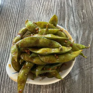 Spicy Garlic Edamame