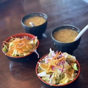 Salad, miso soup