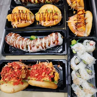 Sushi Tacos, the shaggy, California roll, SLC dragon....