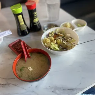Miso soup and salad