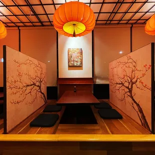 the interior of a japanese restaurant