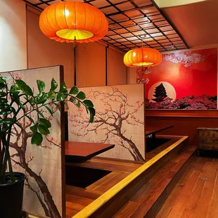 the interior of a japanese restaurant