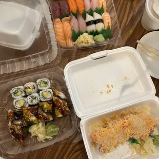 Sushi Combo + dragon roll + cherry blossom roll