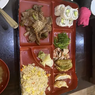 a tray of food on a table
