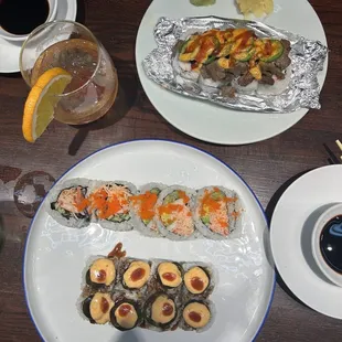 Vegas roll, California dreaming roll &amp; surf and turf roll