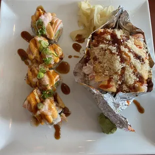 Sober Monkey Roll (left) + Firecracker Roll (right)