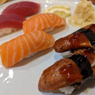 Tuna, salmon and eel