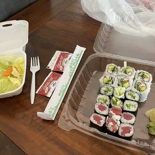 S2 Sushi Combo. California, tuna, cucumber.