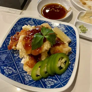 Snow Crab Tempura with Gravy Mushroom Amazu Sauce