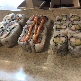 Philadelphia roll, spicy tuna, California