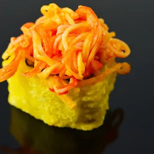 a close up of a sushi